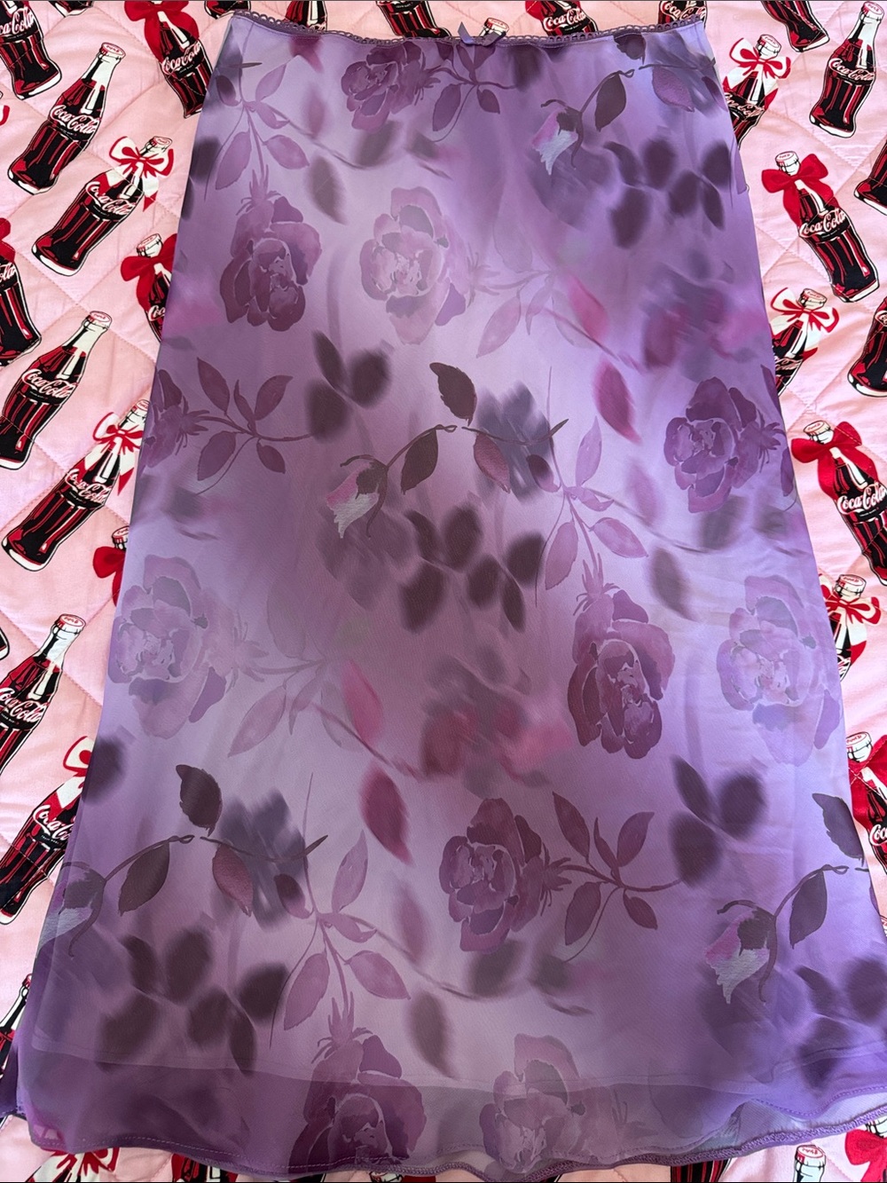 ASOS Lavender Floral Satin A-Line Skirt